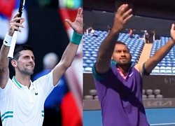 Kyrgios nhại cách ăn mừng của Djokovic