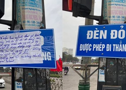 Tờ giấy dán đè lên biển báo khiến cả phố bối rối, nội dung có lý nhưng không ai ủng hộ