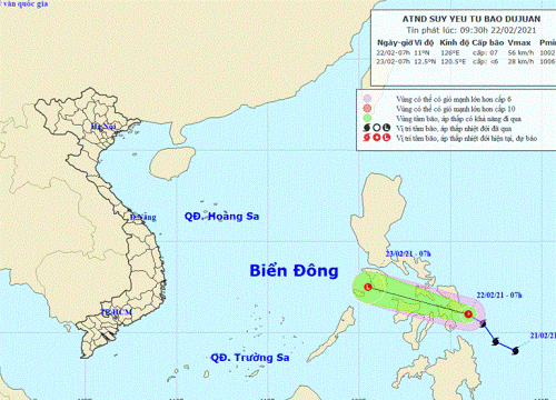 Bão Dujuan suy yếu thành áp thấp nhiệt đới