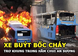 Xe buýt bốc cháy dữ dội, trơ khung hoàn toàn trong hầm chui An Sương