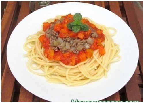 Cách làm mỳ Ý (mỳ spaghetti) sốt cà chua bò siêu ngon, siêu hấp dẫn !