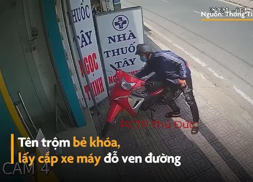 Tên trộm bẻ khóa xe máy trước tiệm thuốc Tây