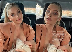 Thiên thần nội y Elsa Hosk bế con 7 tuần tuổi đi làm