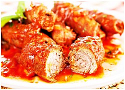 Thịt bò cuộn braciole ăn với pasta kiểu Ý