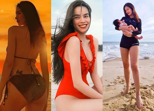 5 bà mẹ bỉm sữa "hot" nhất Vbiz diện bikini khoe dáng sau sinh: Hà Hồ - Hòa Minzy đọ vòng 3 "khủng", Đông Nhi "nửa kín nửa hở"