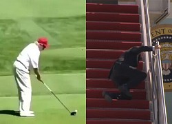 Con Trump chia sẻ video chế cha đánh golf khiến Biden ngã