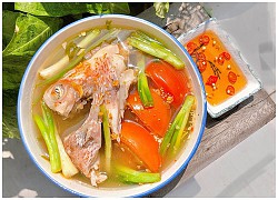 Canh đầu cá hồng nấu ngót