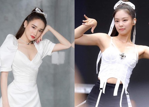 Hết đụng hàng dây buộc tóc Chanel, Nhã Phương lại trùng tạo hình "nữ tổng tài" với Jennie