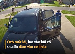 Ôtô mất lái suýt đâm trúng người đàn ông