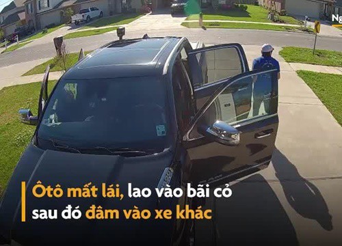 Ôtô mất lái suýt đâm trúng người đàn ông