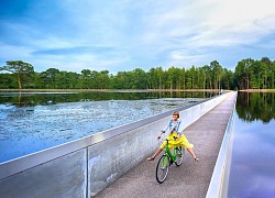 Con đường đạp xe xuyên qua hồ nước ở Bỉ