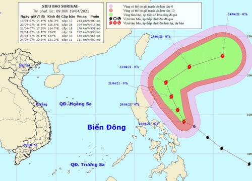 Do ảnh hưởng của siêu bão Surigae, Bắc Biển Đông biển động mạnh, sóng biển cao 4m