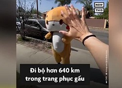 Người đàn ông Mỹ đi bộ hơn 640 km trong trang phục gấu