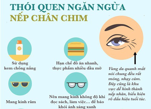 Thói quen ngăn ngừa nếp nhăn đuôi mắt