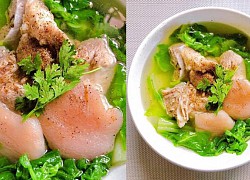 Canh cải nhúng nấu chân giò thơm ngon, vét sạch nồi cơm trong chớp mắt