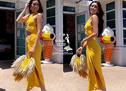 Mặc váy vàng 'chói lóa', Khánh Vân khoe trọn cơ bụng nóng bỏng tại Miss Universe 2020