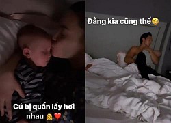 Cảnh chăm con ngày đêm 'đầu bù tóc rối' của Kim Lý - Hà Hồ