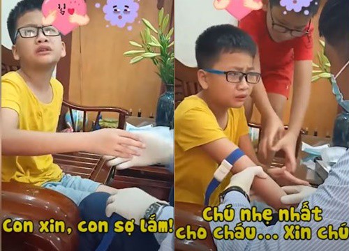 Cậu bé khóc lóc xin bác sĩ tiêm thuốc 'một phát ăn luôn'