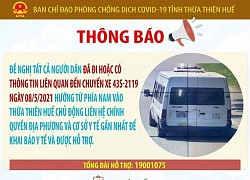 Thừa Thiên Huế khẩn tìm người trên chuyến xe có bệnh nhân mắc Covid-19