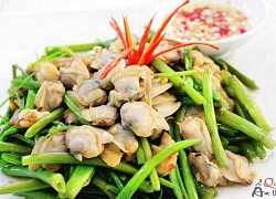 Cách làm nghêu xào rau muống tăng chiều cao