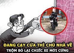 Đang cạy cửa thì chủ nhà về, trộm bỏ chạy để lại chiếc Winner X mới cứng