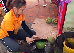 Cô nàng khoe cách chặt dừa uống nước chỉ cần 3 nhát dao là xong, người "liễu yếu đào tơ" đến mấy cũng làm được!