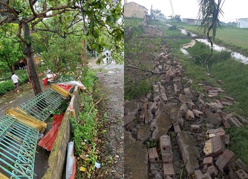 Thái Bình xuất hiện 'vòi rồng đen' cực mạnh, thổi bay hàng loạt công trình