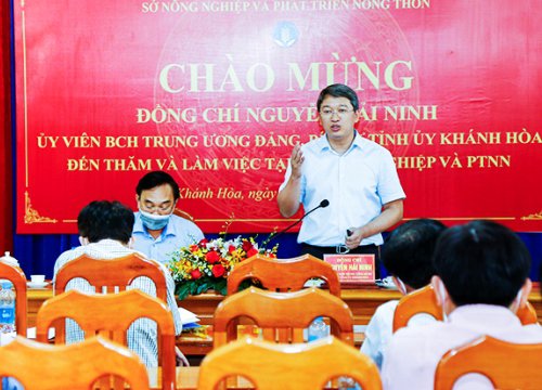 Ông Nguyễn Hải Ninh - Ủy viên Trung ương Đảng, Bí thư Tỉnh ủy làm việc với Sở Nông nghiệp và Phát triển nông thôn