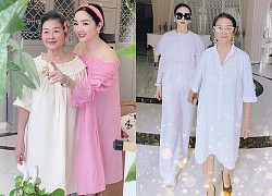 Giáng My mặc đẹp dắt mẹ 'du lịch vòng quanh nhà'