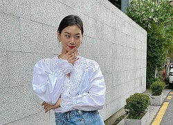 Áo blouse trắng dễ nhạt nhòa, nhưng qua tay sao Hàn là hóa sang xịn và đẹp hút mắt