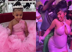 Cardi B vác bụng bầu "quẩy" căng đét trong tiệc sinh nhật hoành tráng của con gái, cùng ngày với Harper Beckham mà 1 trời 1 vực