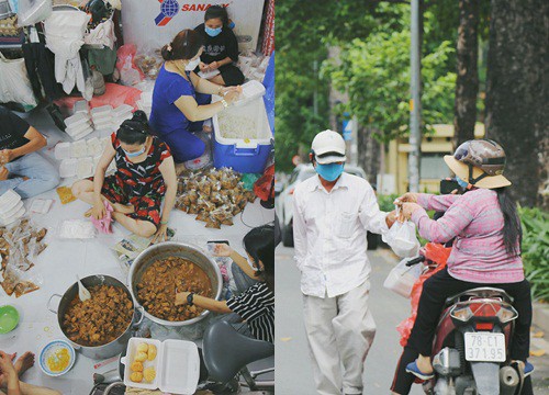 Chuyện ấm lòng khi Sài Gòn giãn cách: Hội chị em miệt mài nấu hàng trăm phần cơm, đi khắp nơi để tặng cho người khó khăn