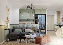 Căn hộ 71m "hạ gục" mọi ánh nhìn nhờ điểm nhấn dịu dàng với màu xanh oliu ở Hà Nội