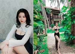 Hot girl tạo dáng cúi người chụp hình, vòng 1 trĩu nặng làm dân tình khó lòng rời mắt