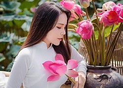 CEO Hồ My Phương đẹp dịu dàng và tinh tế bên hoa sen