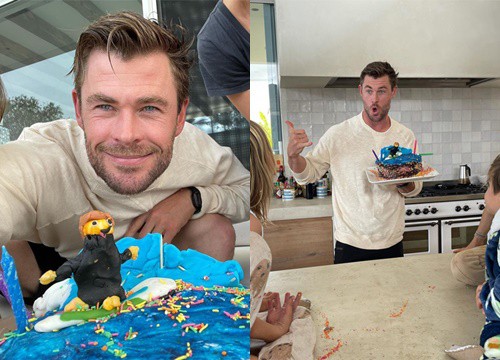 Chris Hemsworth khoe bánh sinh nhật các con làm