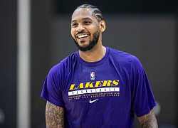 Mái tóc tết đặc trưng cùng dáng ném đậm chất Carmelo Anthony xuất hiện trong màu áo Lakers