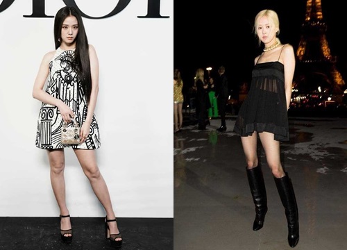 Không hẹn mà gặp, Jisoo và Rosé (BLACKPINK) đồng loạt khoe vai trần khi tham dự Paris Fashion Week