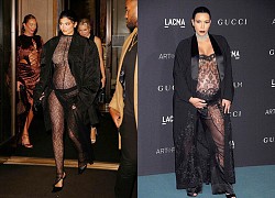 Kylie Jenner mặc xuyên thấu, tái hiện set đồ bầu của Kim 