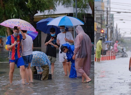 Clip người Đà Nẵng ùa ra đường kiếm "lộc trời ban" sau bão lũ