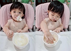 Con gái Đông Nhi ăn phô mai mà tưởng&#8230; đắp mặt nạ