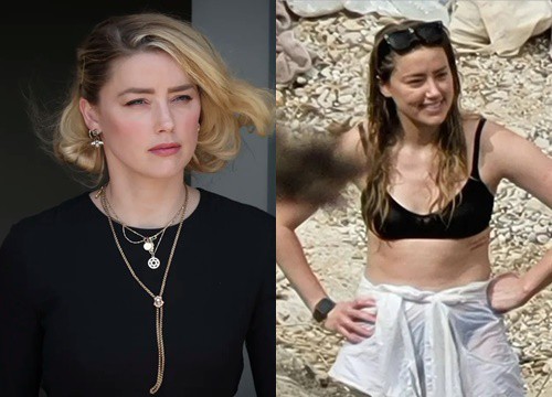 Amber Heard mặc đồ tắm đi dạo trên bãi biển