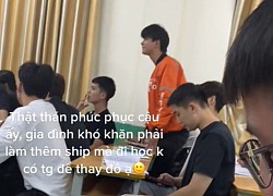 Nhà nghèo, nam sinh shipper đi học không có thời gian thay đồ