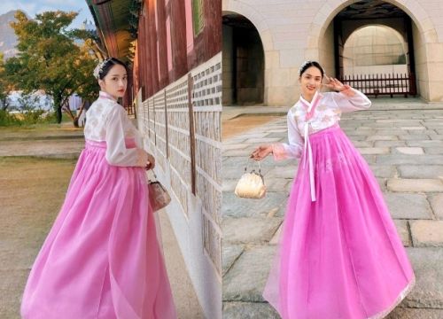 Hoa hậu Hương Giang khoe nhan sắc xinh đẹp trong trang phục hanbok