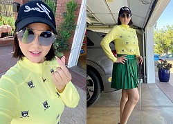 Vơi nỗi đau mất chồng, "bé Heo" diện váy trẻ trung chơi golf