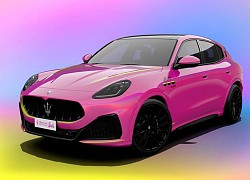 Maserati Grecale Trofeo màu hồng phong cách búp bê Barbie