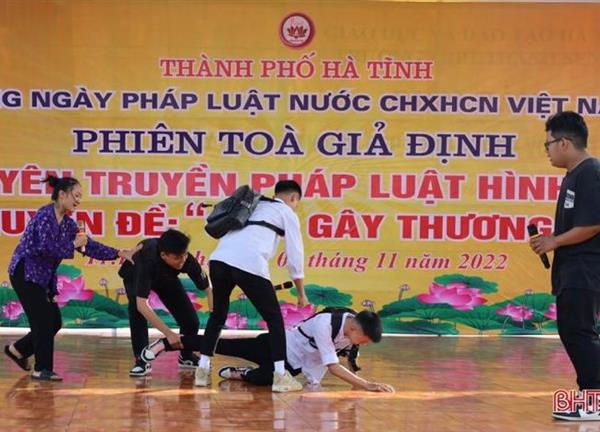 750 học sinh TP Hà Tĩnh được phổ biến pháp luật qua phiên tòa giả định