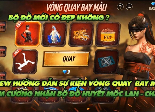 Garena Free Fire| Review hướng dẫn sự kiện vòng quay bay màu 9 kim cương nhận Huyết Mộc Lan