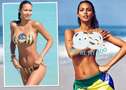 Siêu mẫu Lais Ribeiro cởi áo ngực cổ vũ tuyển Brazil