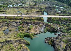 Cảnh sắc mùa khô ở vùng lòng hồ Trị An